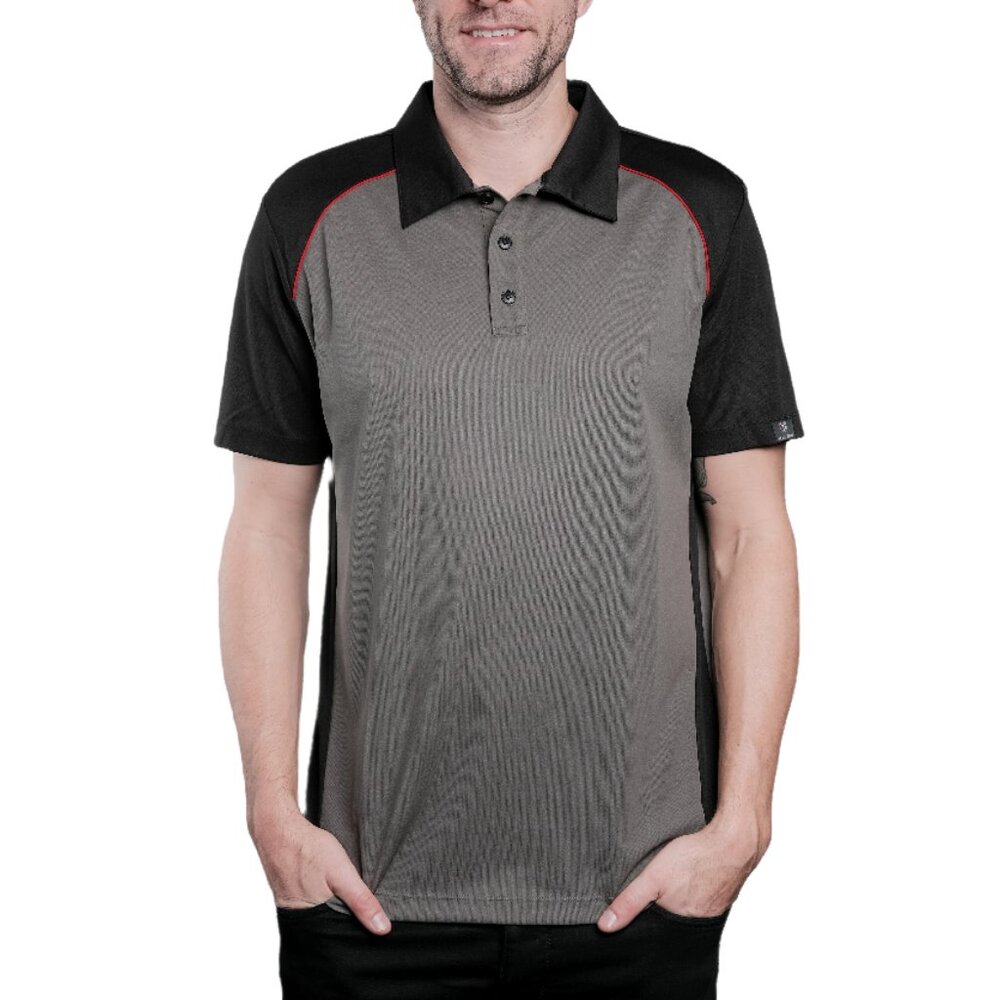 Flight Pilot Grey/Black/Red Button Polo